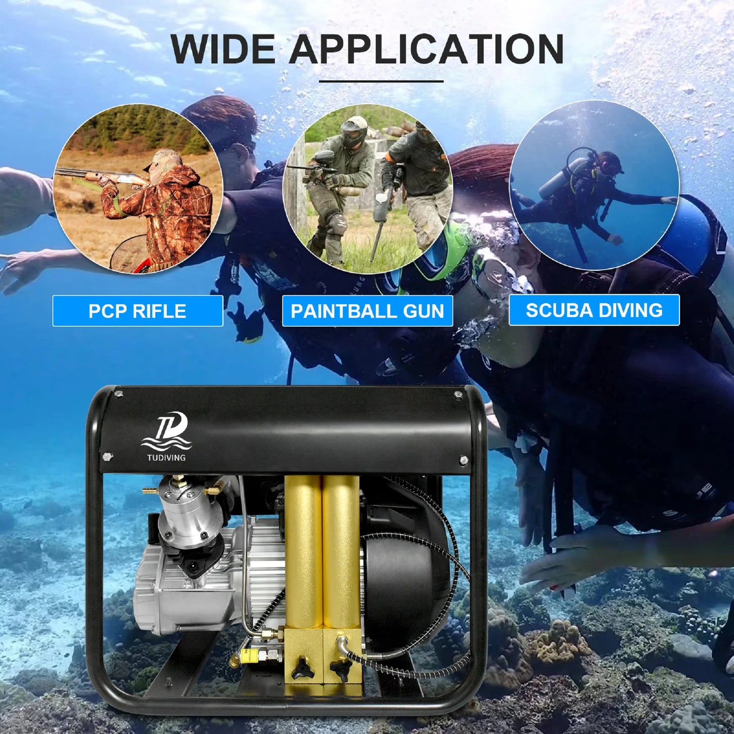 TUDIVING Portable Scuba Air Compressor 4500 PSI PCP