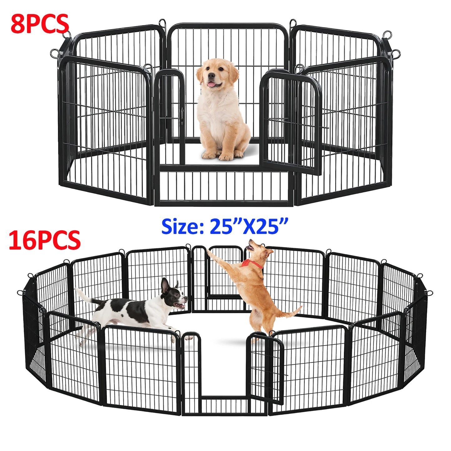 Dog Playpen With Door Foldable Metal Pet Fence Outdoor