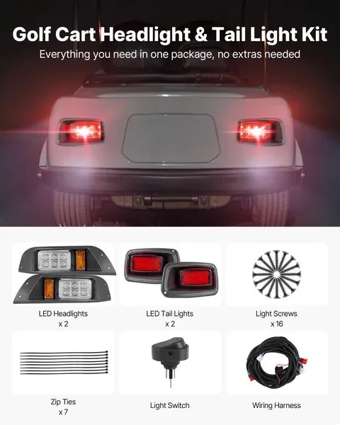 LED Headlight Tail Light Kit For Club Car DS Up Golf Cart
