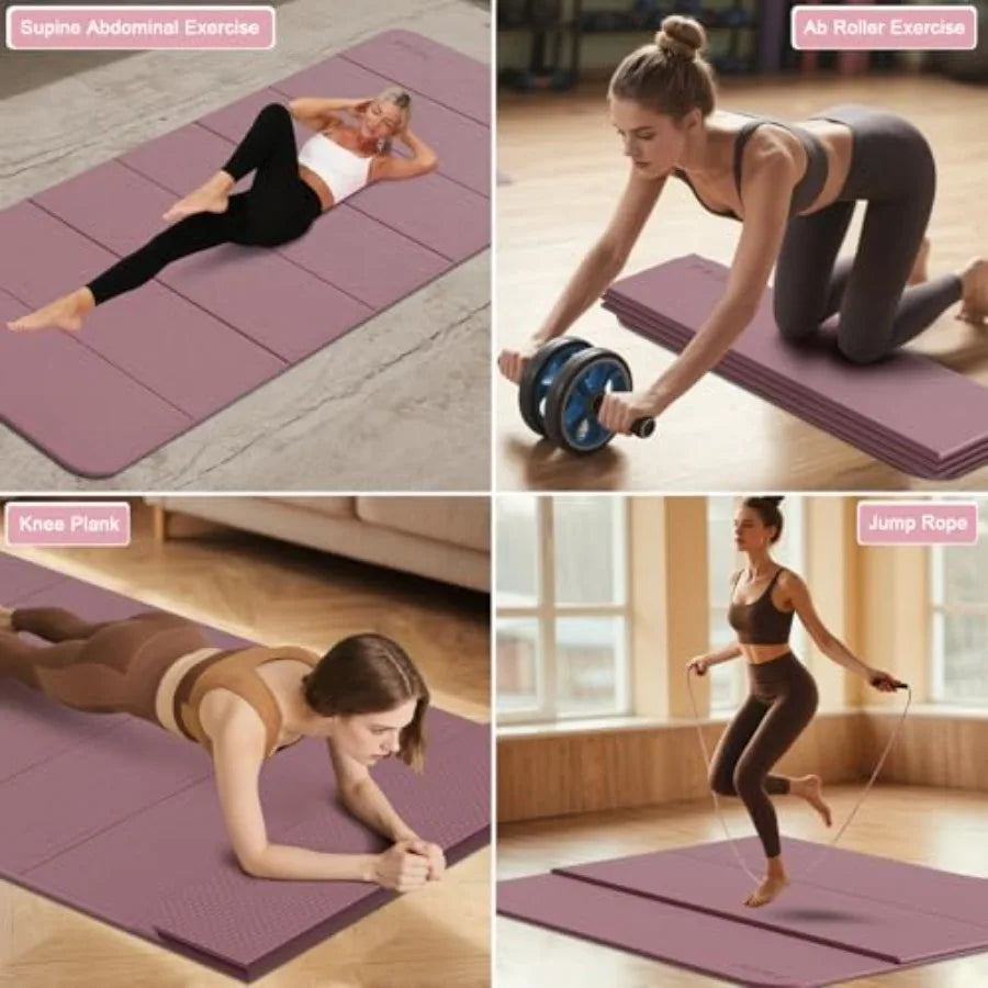 PAIDU Foldable Yoga Mat TPE Non Slip Easy Storage Workouts
