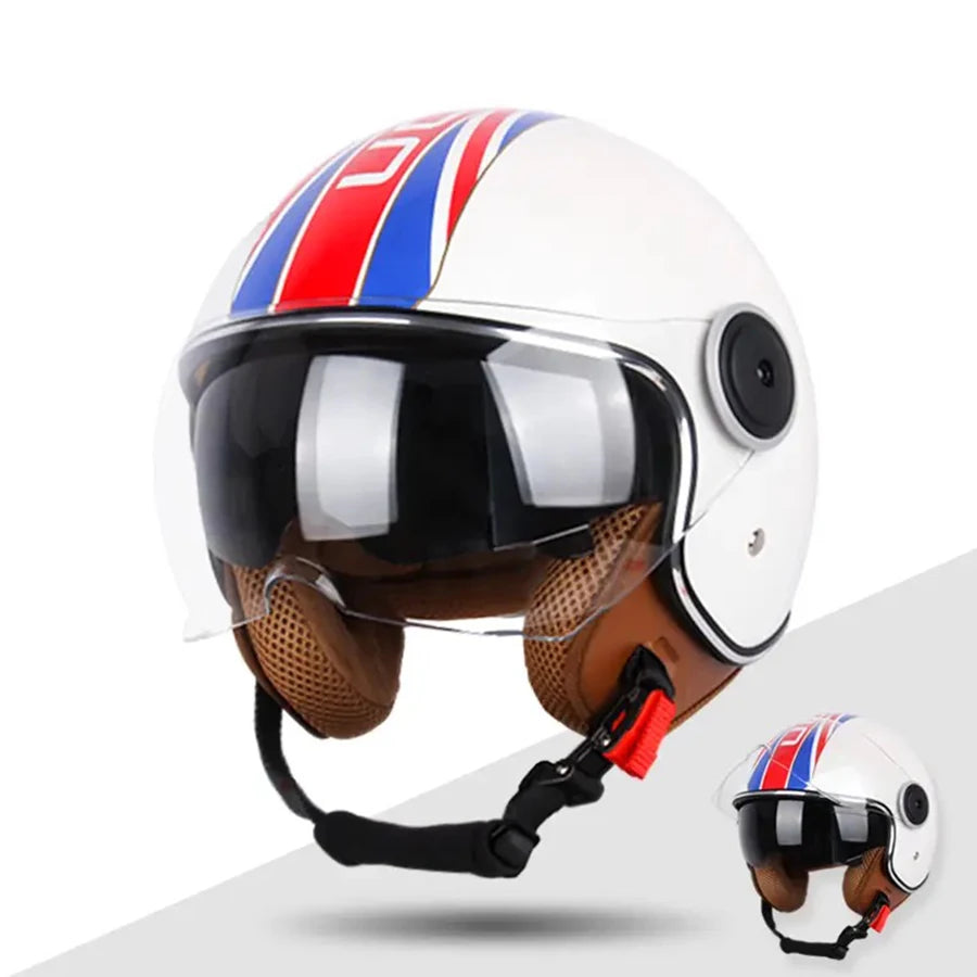 UCHOOSE Unisex Motorcycle Half Helmet With Dual Lens Visor