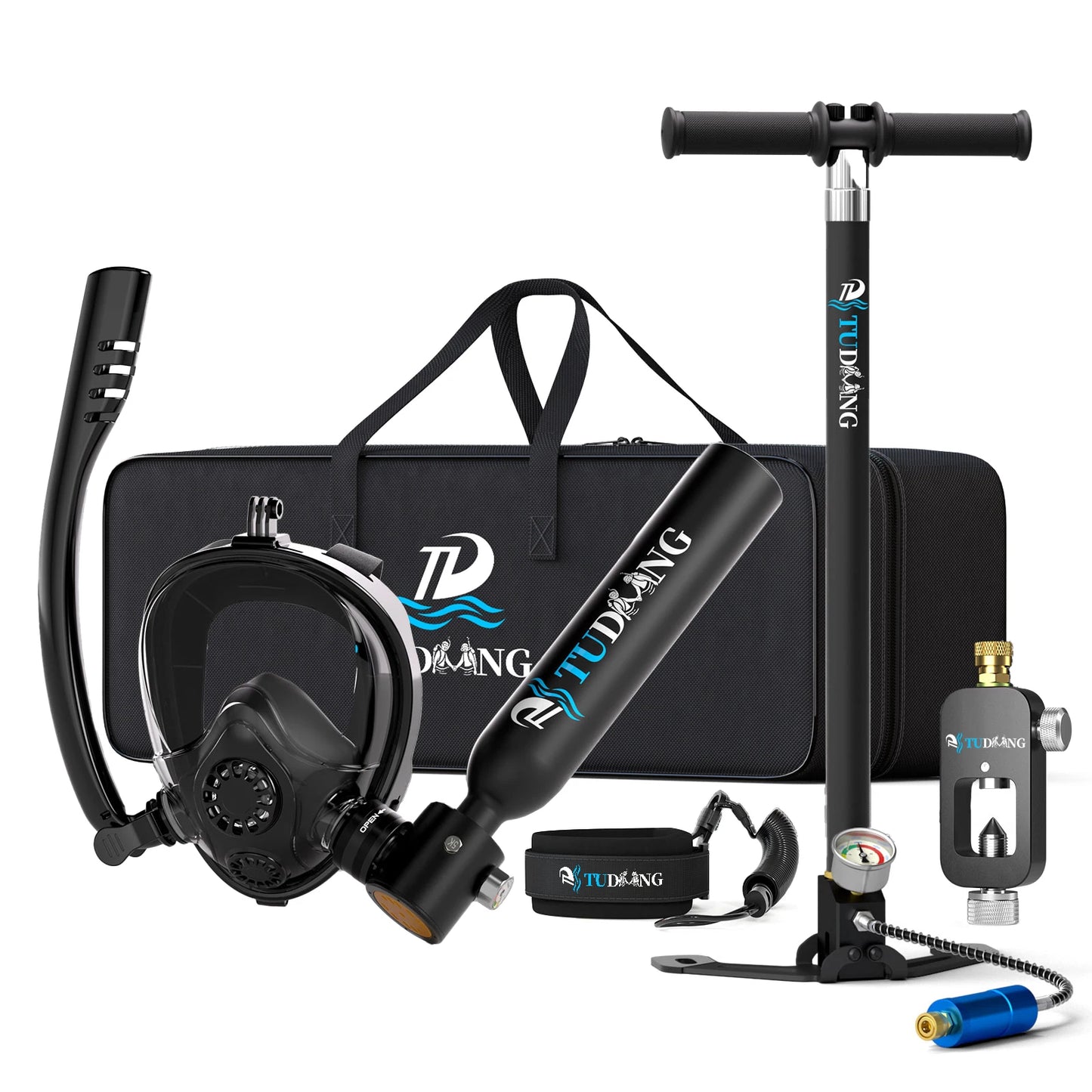 TUDIVING Portable Scuba Tank With Diving Mask And Pump