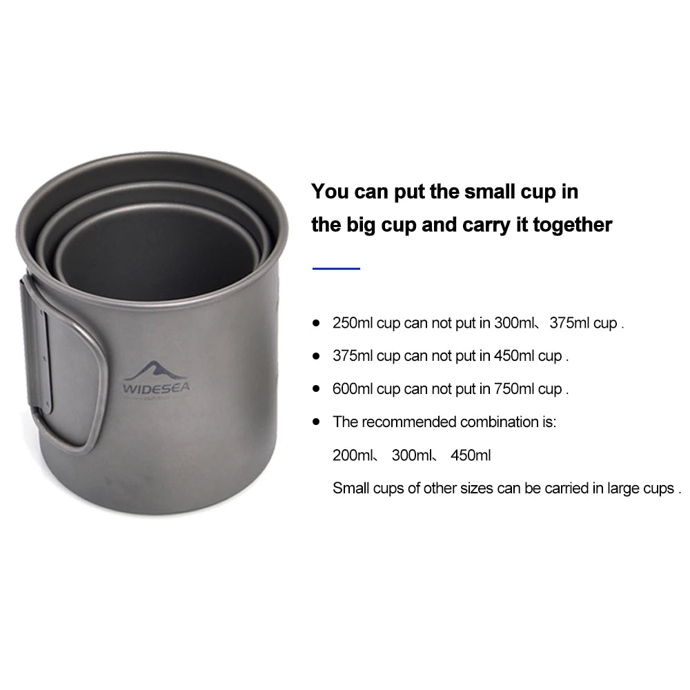 Widesea Titanium Camping Mug Cup Outdoor Kitchen Gear Travel