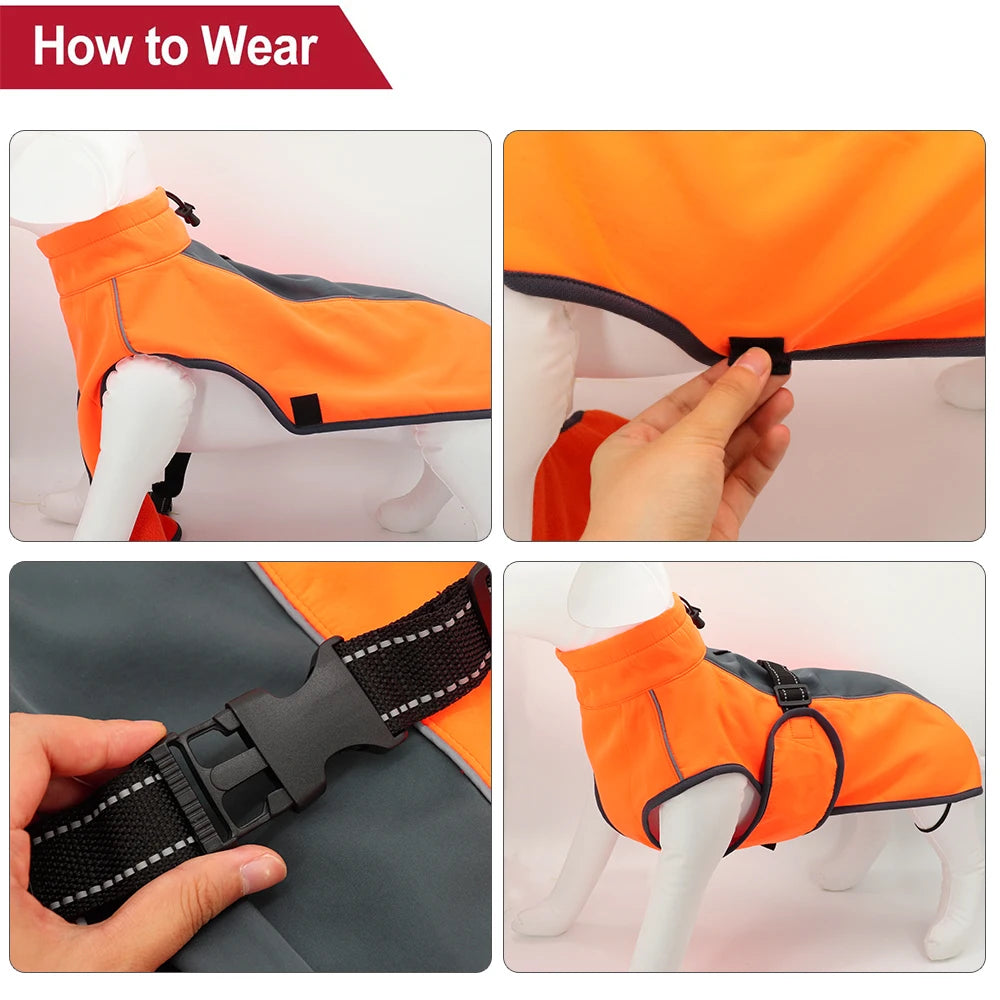 Didog Waterproof Padded Dog Vest Coat For Winter With Reflective Nylon Rope