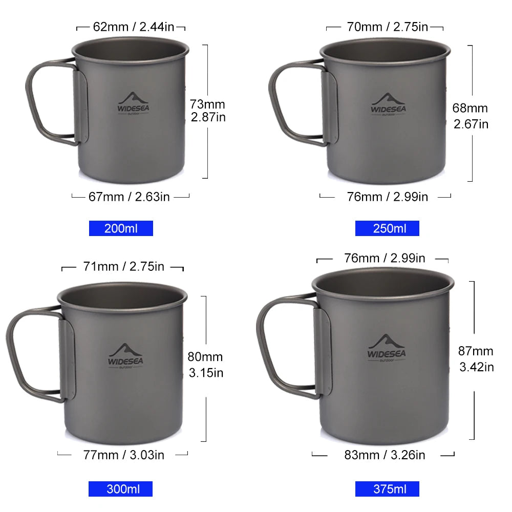 Widesea Titanium Camping Mug Cup Outdoor Kitchen Gear Travel