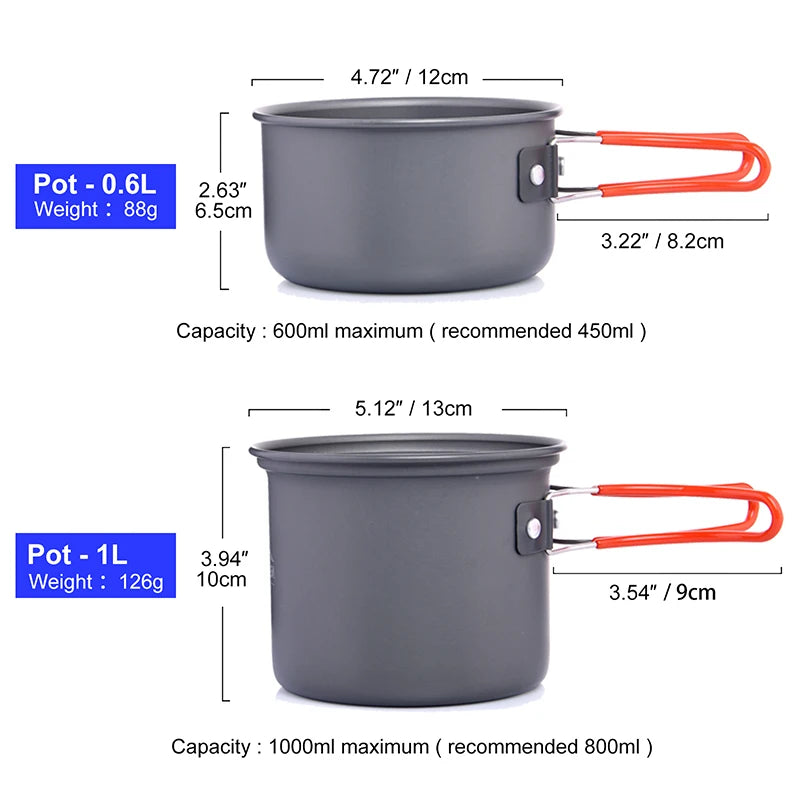 Widesea Camping Cookware Set Outdoor Tableware Portable Pot And Stove