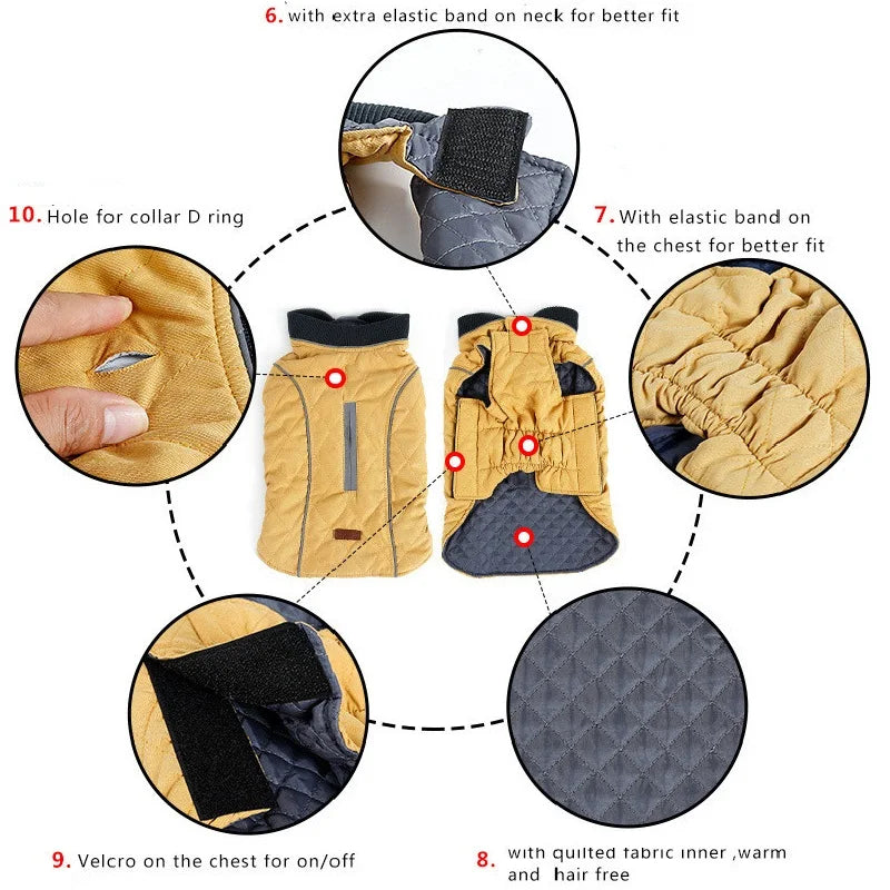 JANPET Quilted Dog Coat Warm Jacket for Autumn Winter