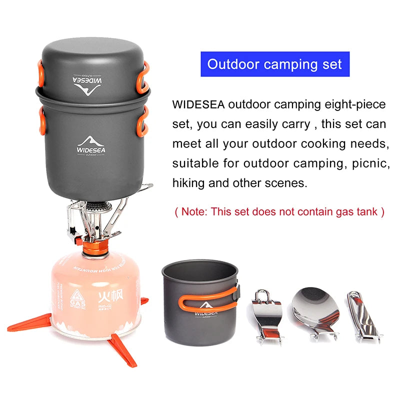 Widesea Camping Cookware Set Outdoor Tableware Portable Pot And Stove