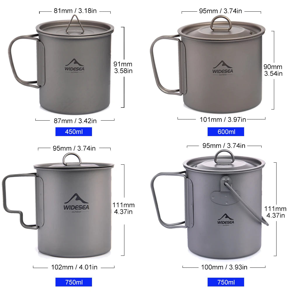 Widesea Titanium Camping Mug Cup Outdoor Kitchen Gear Travel