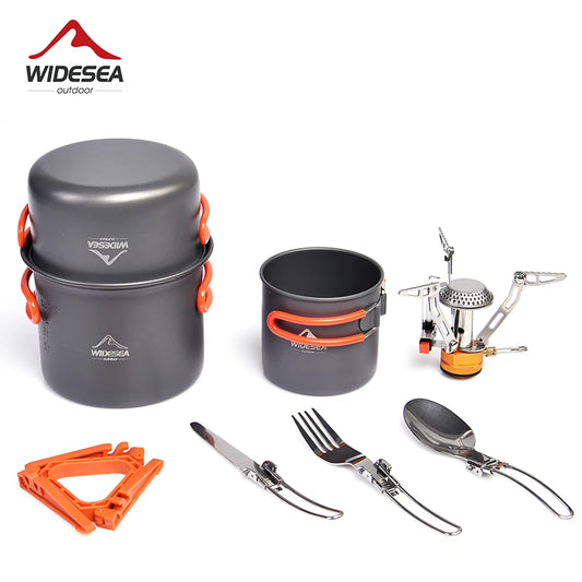 Widesea Camping Cookware Set Outdoor Tableware Portable Pot And Stove