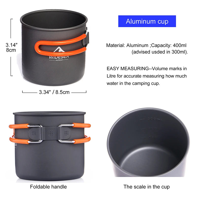 Widesea Camping Cookware Set Outdoor Tableware Portable Pot And Stove