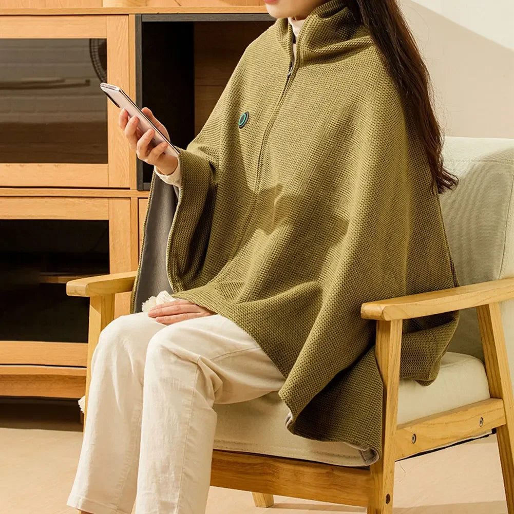 NONECN Wearable USB Heated Blanket Shawl With Three Heating Levels