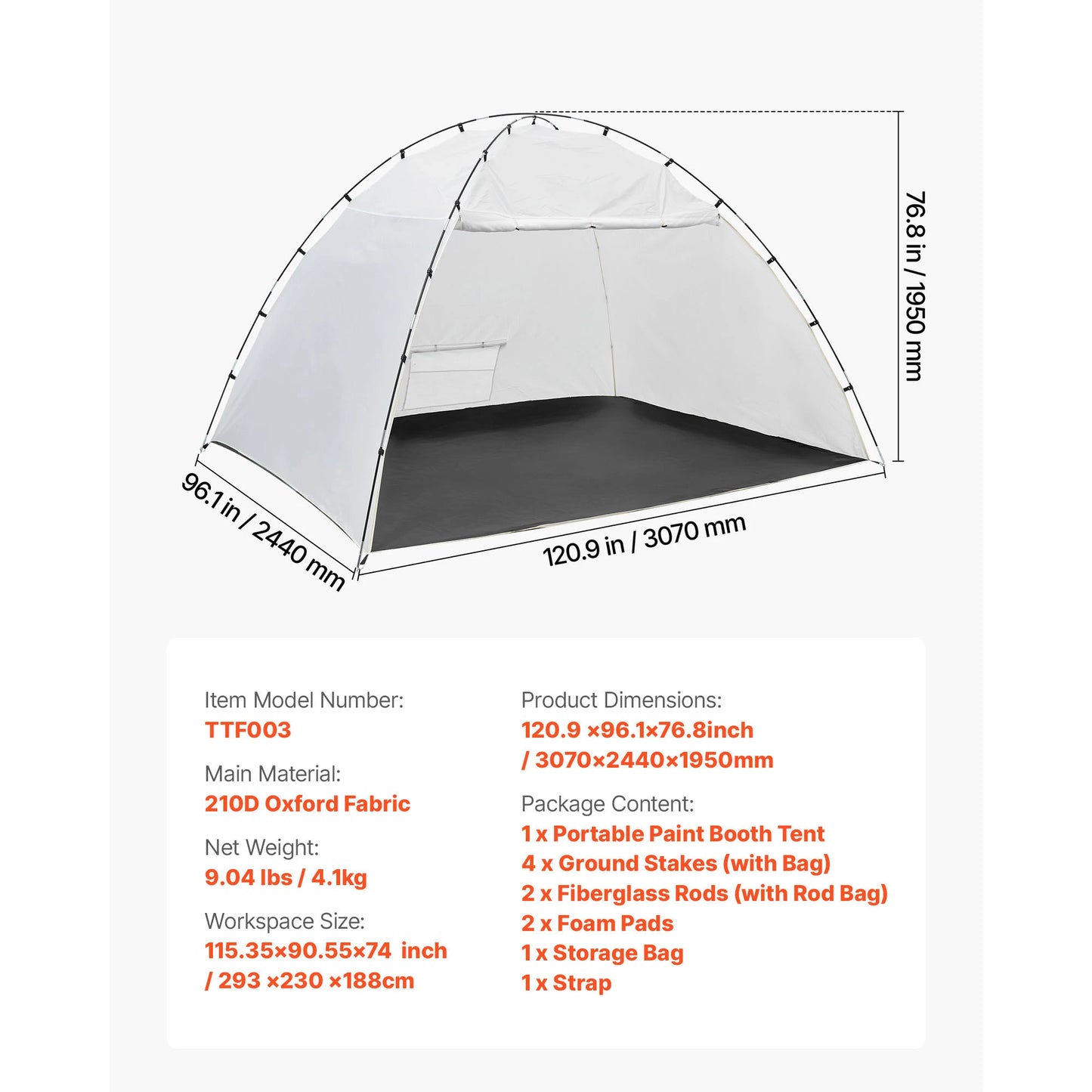 SucceBuy Portable Paint Booth Tent With Built In Floor And Oxford Fabric