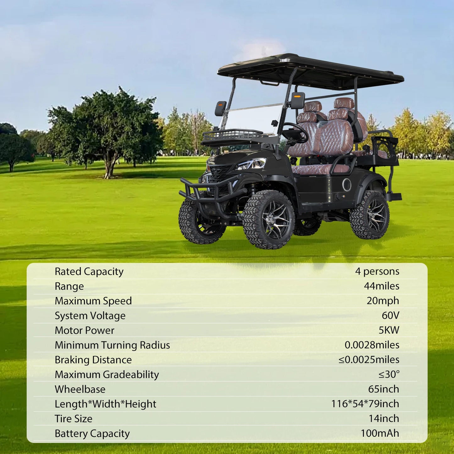 NONED 60V Electric Golf Cart With 5KW Motor And Suspension