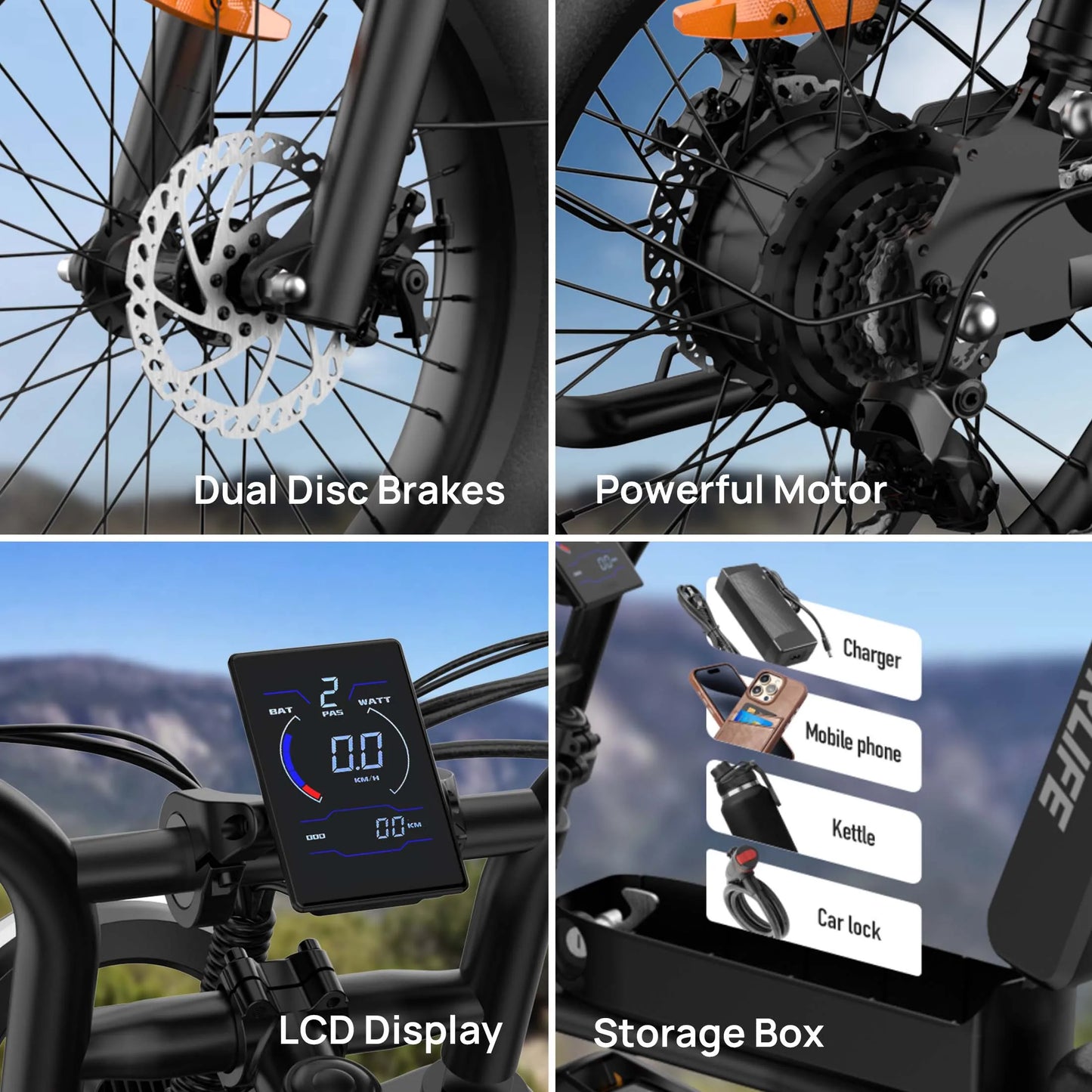URLIFE Peak 1500W Electric Mountain Bike Removable Battery