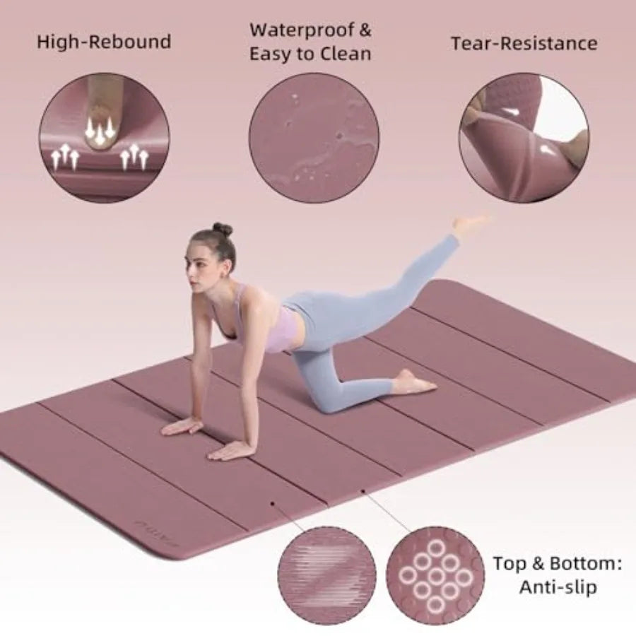 PAIDU Foldable Yoga Mat TPE Non Slip Easy Storage Workouts