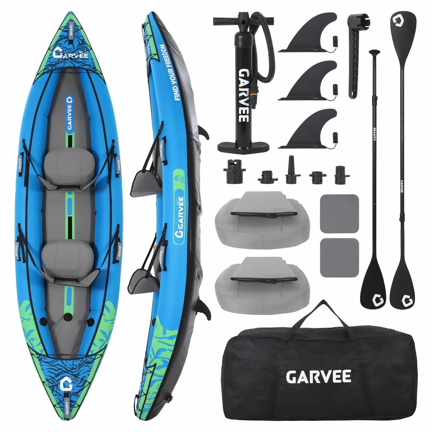 Two Person Inflatable Kayak With Padded Seats And Accessories