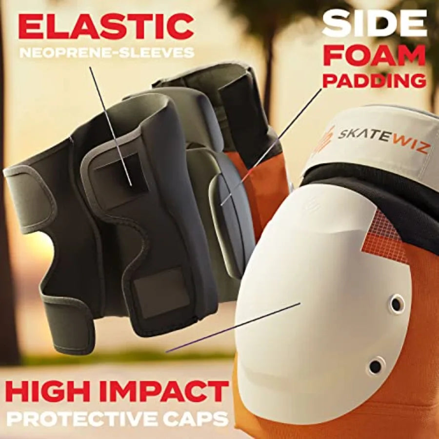 Skating Protective Gear 6pc Set for Adults Knee Elbow Wrist Guards