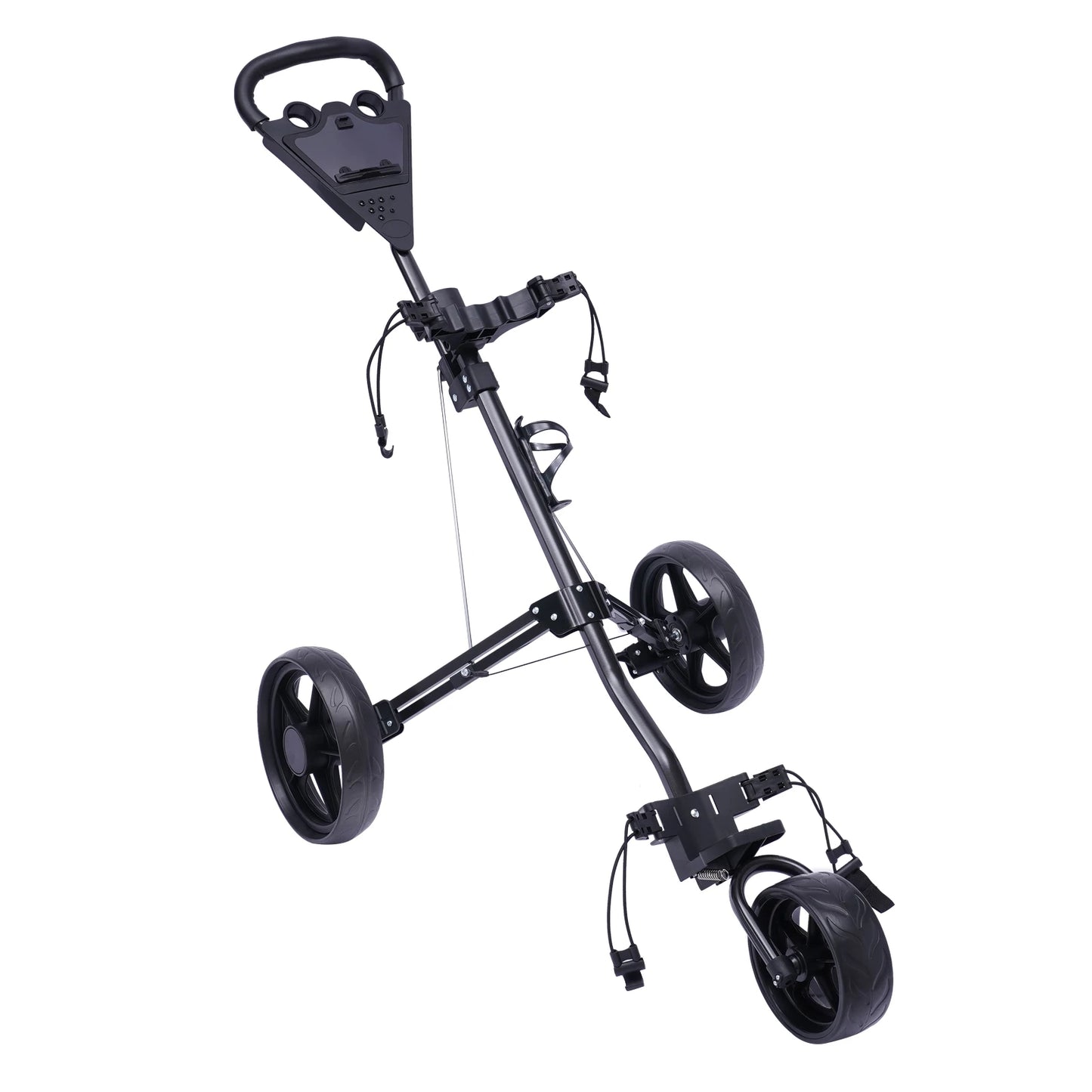 3-Wheel Foldable Golf Push Cart With Foot Brake Cup Holder