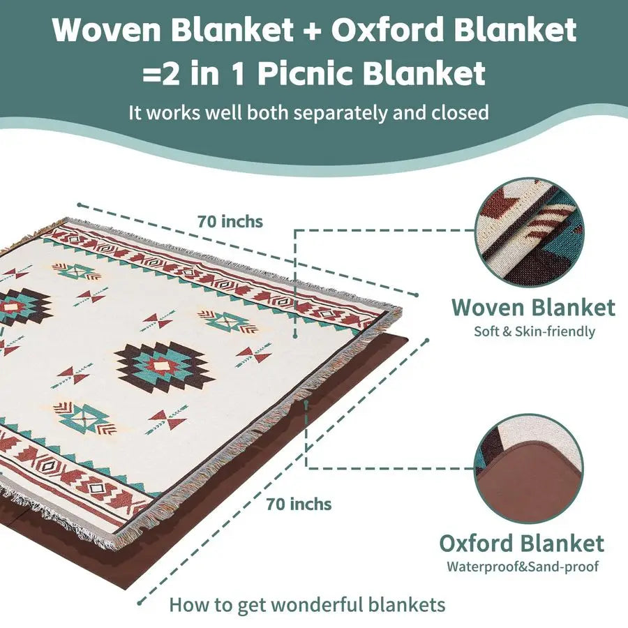 Boho Beach Blanket Towel For Outdoor Picnics And Camping