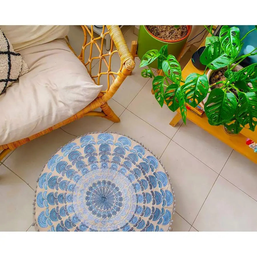 Round Floor Pillow Cover Boho Indian Decor