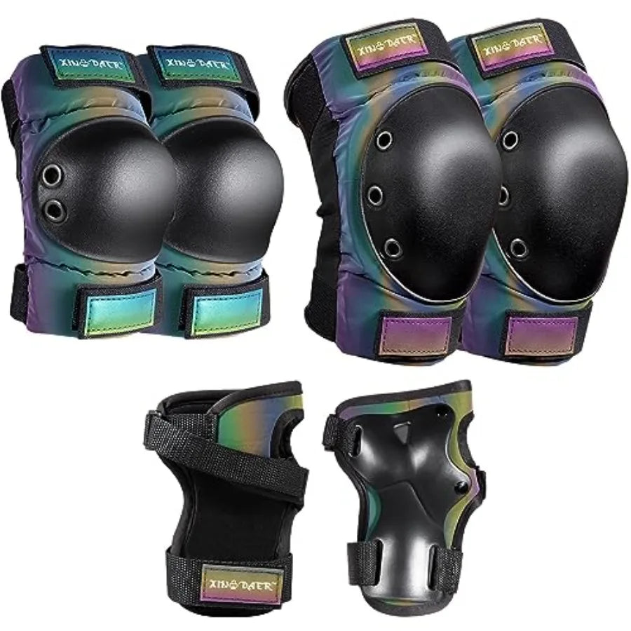 3 in 1 Knee and Elbow Pads with Wrist Guards for Skateboard Roller Skates Skating Scooter Inline Skates Cycling Adult Youth Pro