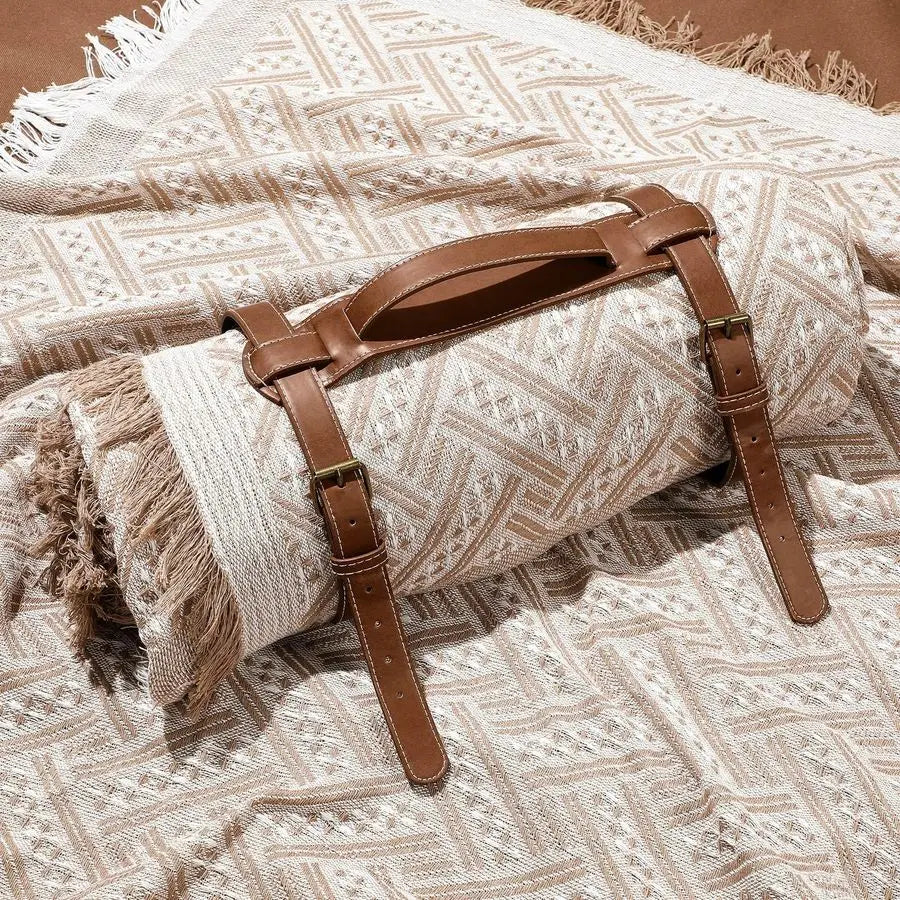 Waterproof Picnic Blanket Outdoor Foldable Two In One Beach Mat Carry Strap