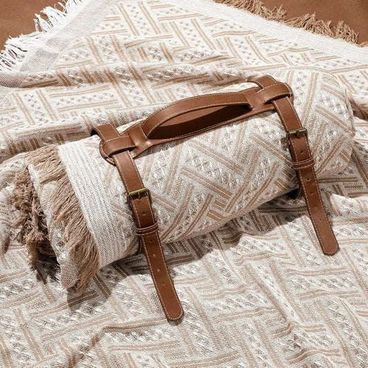 Waterproof Picnic Blanket Outdoor Foldable Two In One Beach Mat Carry Strap
