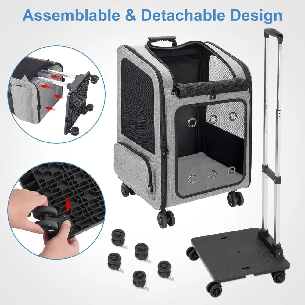 Pet Carrier Backpack With Wheels For Small Animals