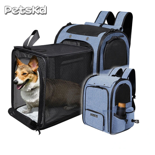 Pet Backpack Carrier For Cats And Dogs Expandable And Foldable