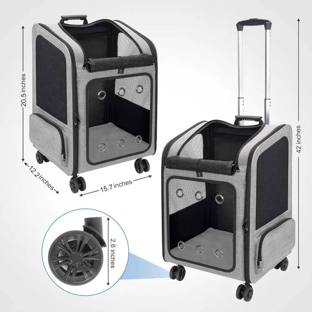 Pet Carrier Backpack With Wheels For Small Animals