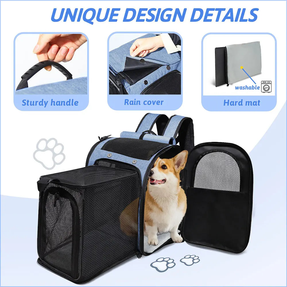 Pet Backpack Carrier For Cats And Dogs Expandable And Foldable