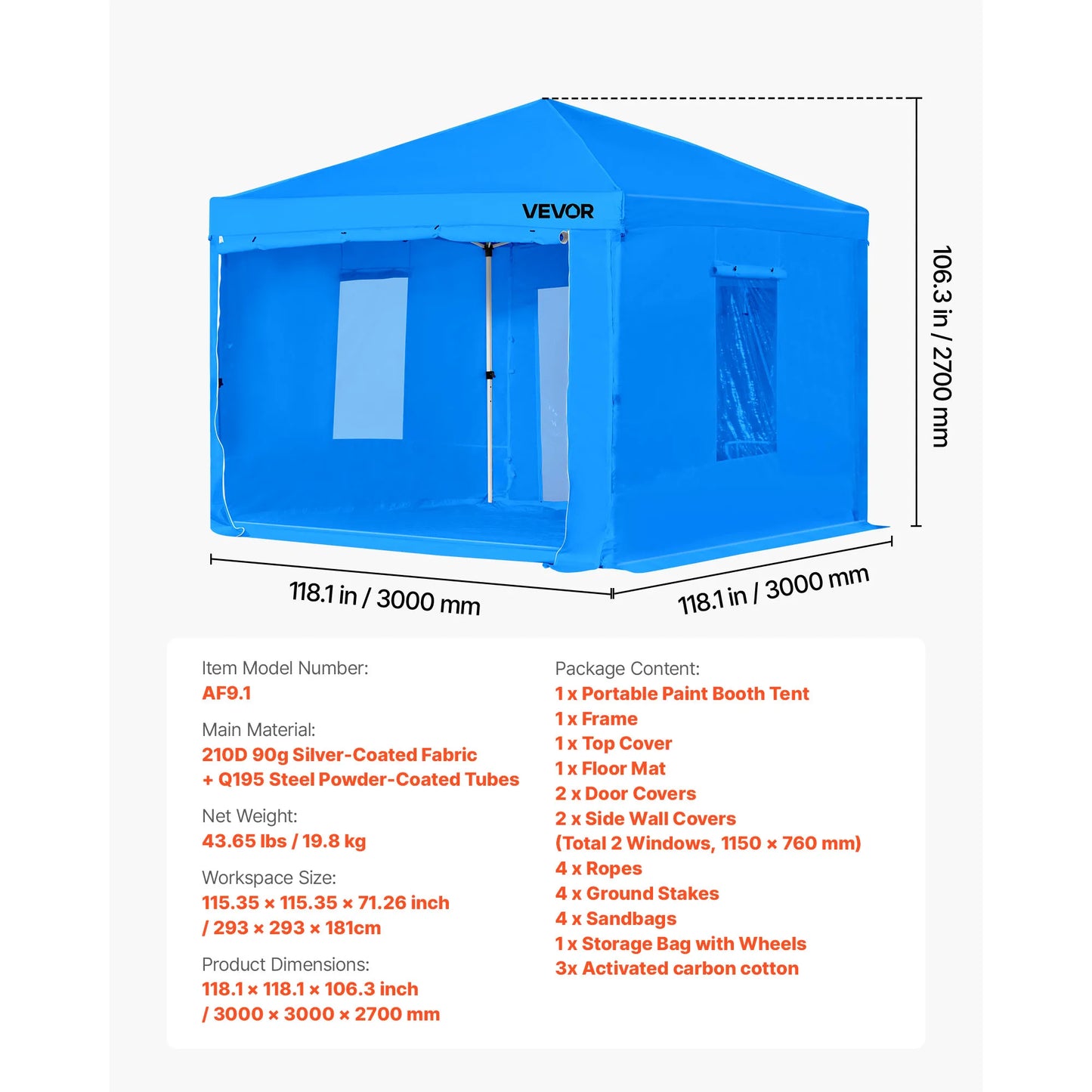 SucceBuy Portable Paint Booth Tent With Built In Floor And Oxford Fabric