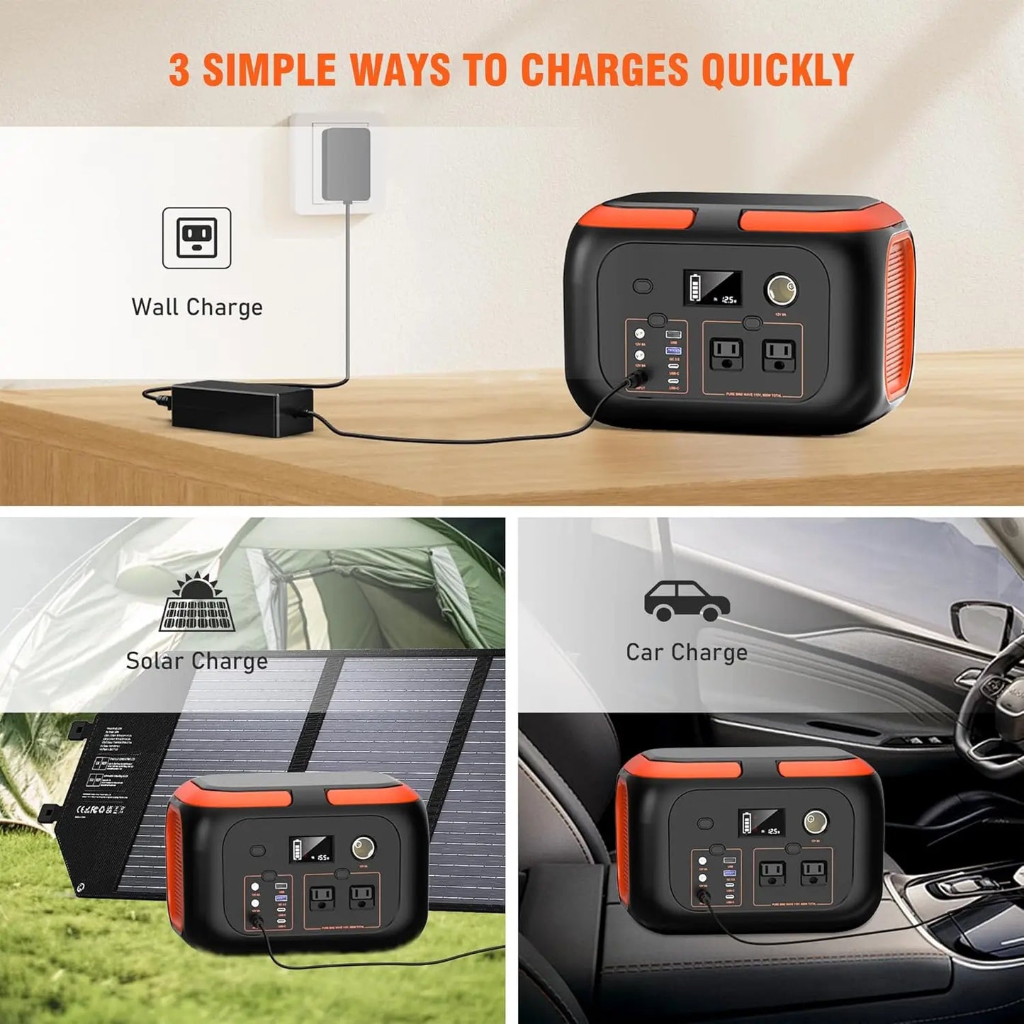 SinKeu Portable Power Station 600W Solar Generator with 110V AC