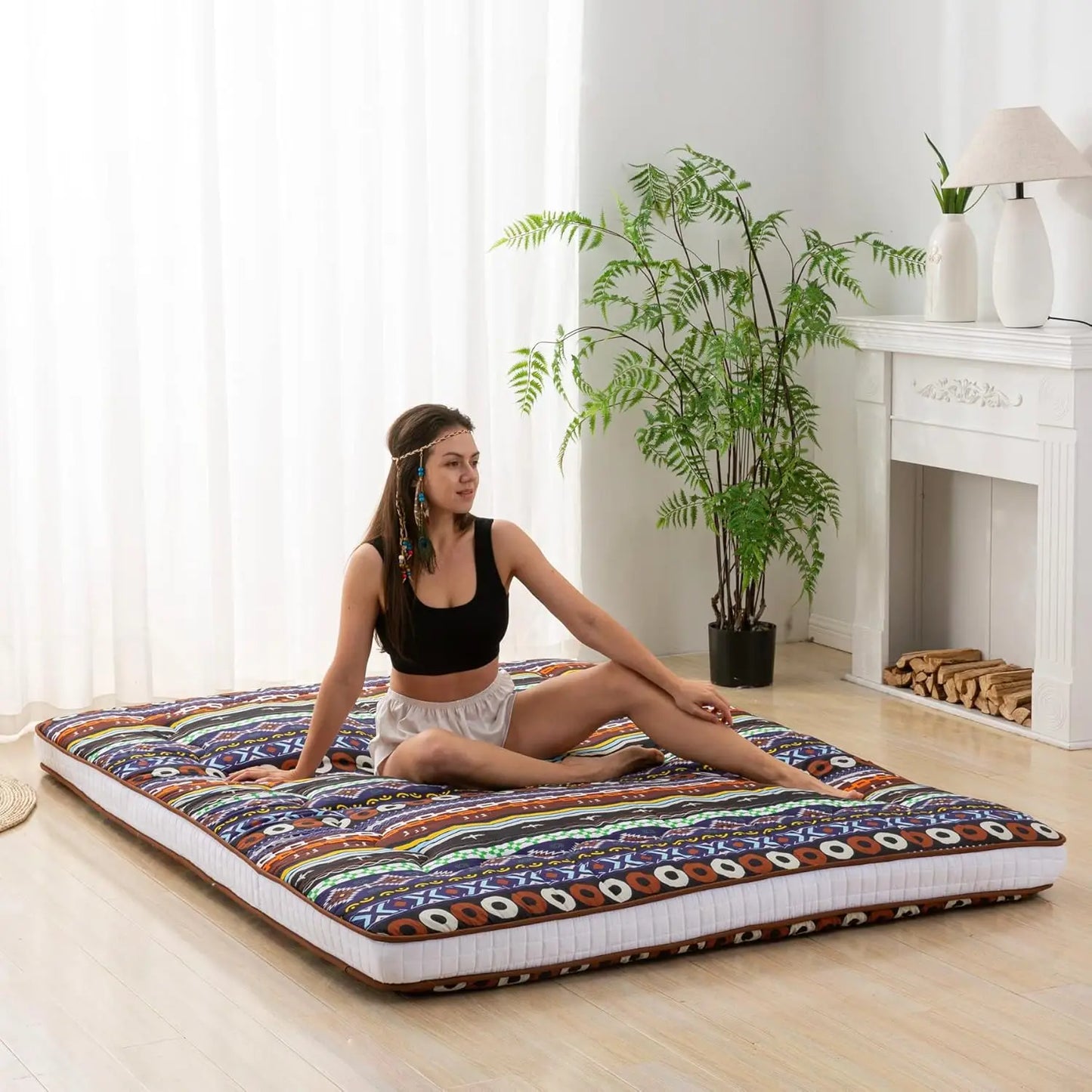 Extra Thick Japanese Floor Futon Mattress Roll-Up For Travel