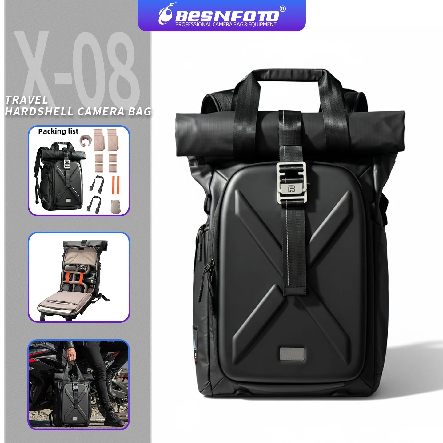 Besnfoto Waterproof Hard Shell Photography Backpack For Drones And DSLR