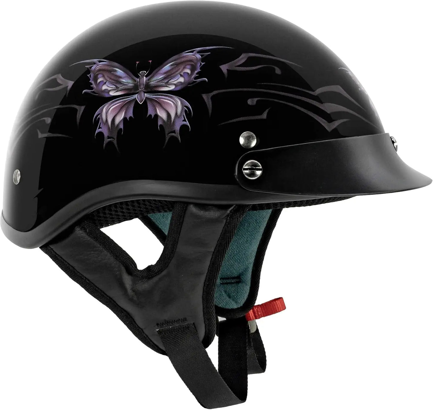 Intricate Butterfly Motorcycle Half Helmet For Safety And Style