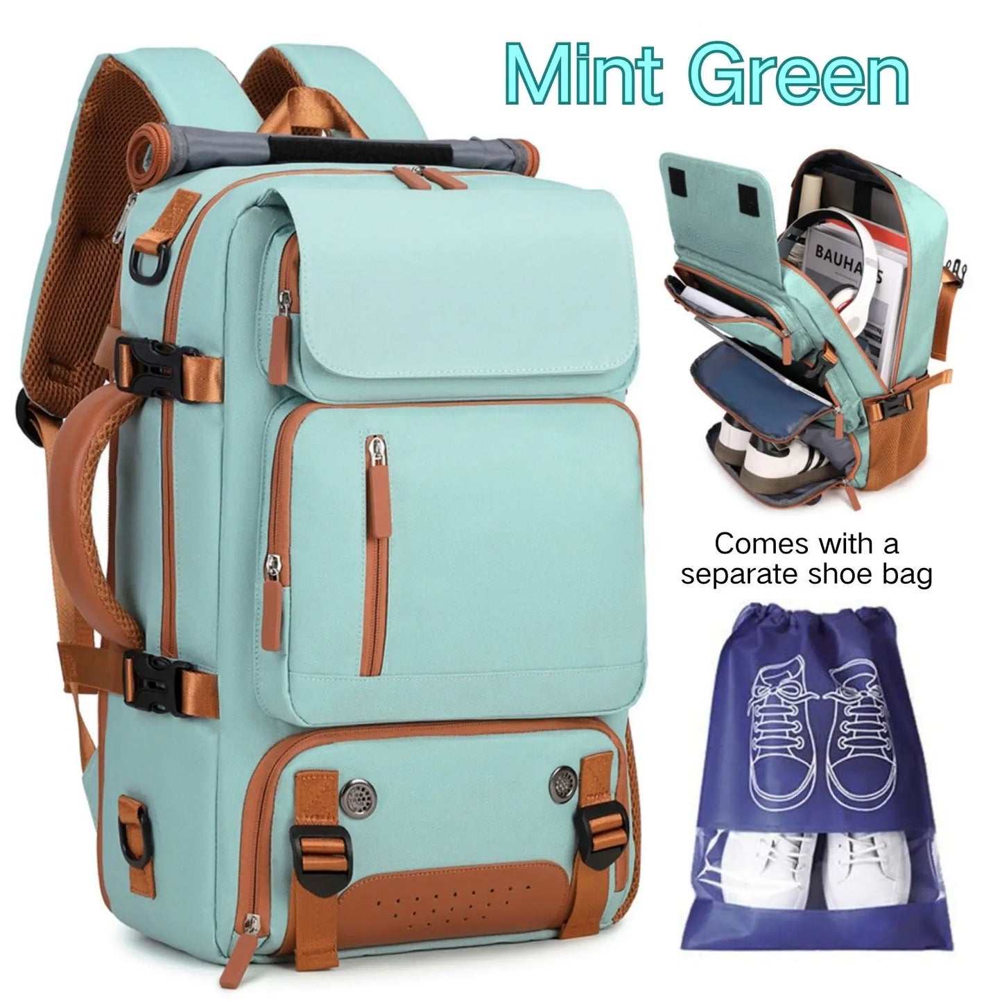 NONECN Backpack With Shoe Compartment Travel Laptop Carry On Luggage