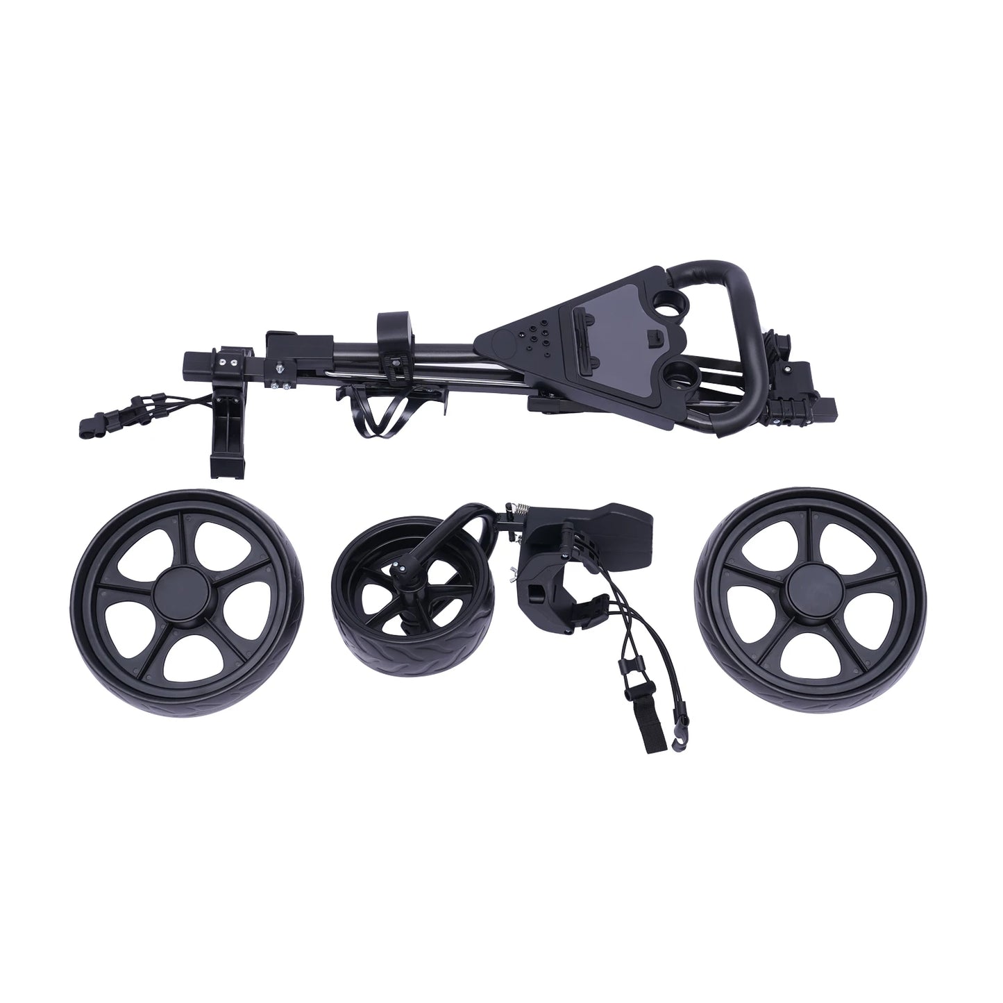 3-Wheel Foldable Golf Push Cart With Foot Brake Cup Holder
