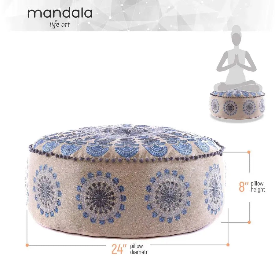 Round Floor Pillow Cover Boho Indian Decor