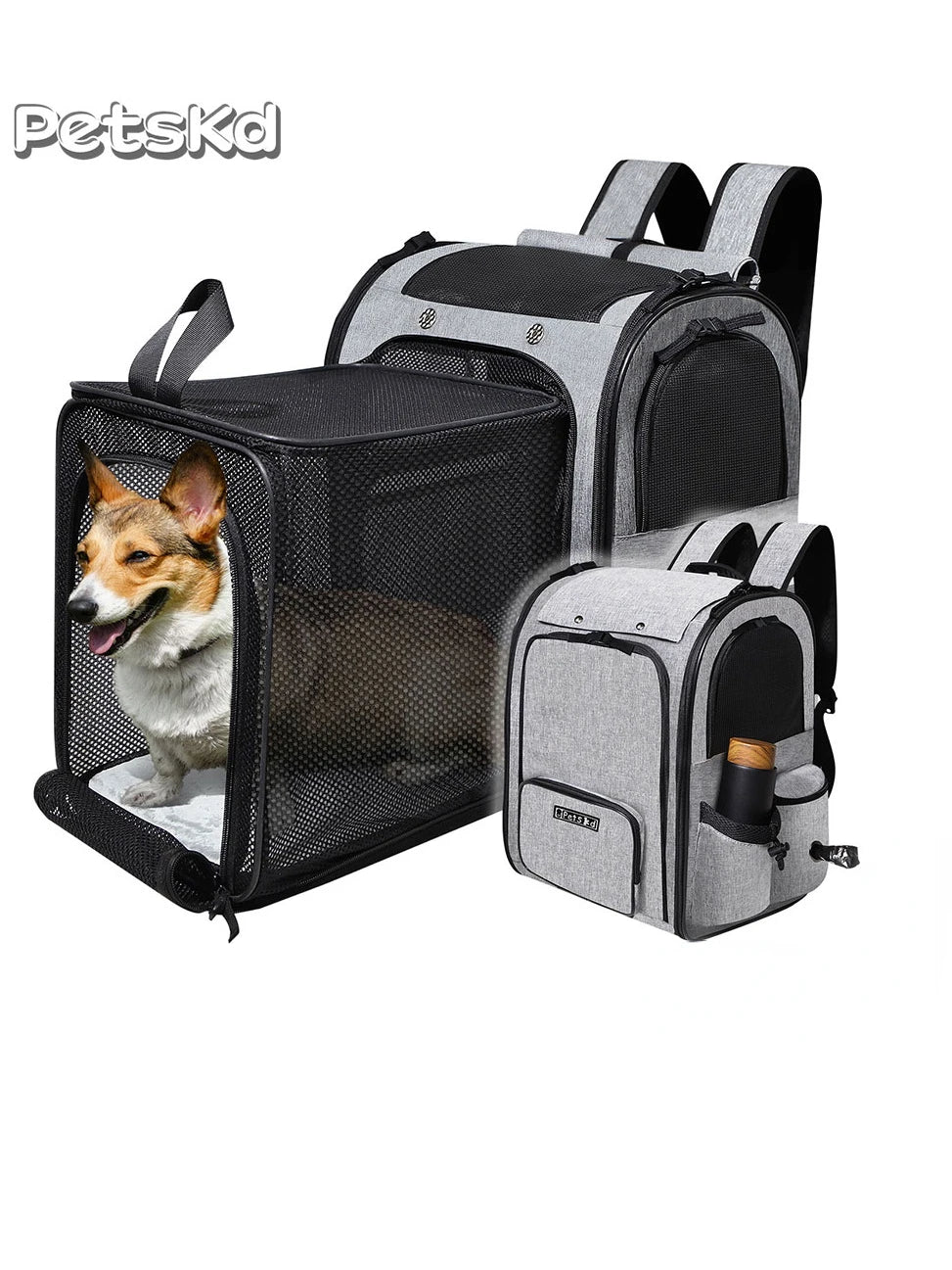 Pet Backpack Carrier For Cats And Dogs Expandable And Foldable