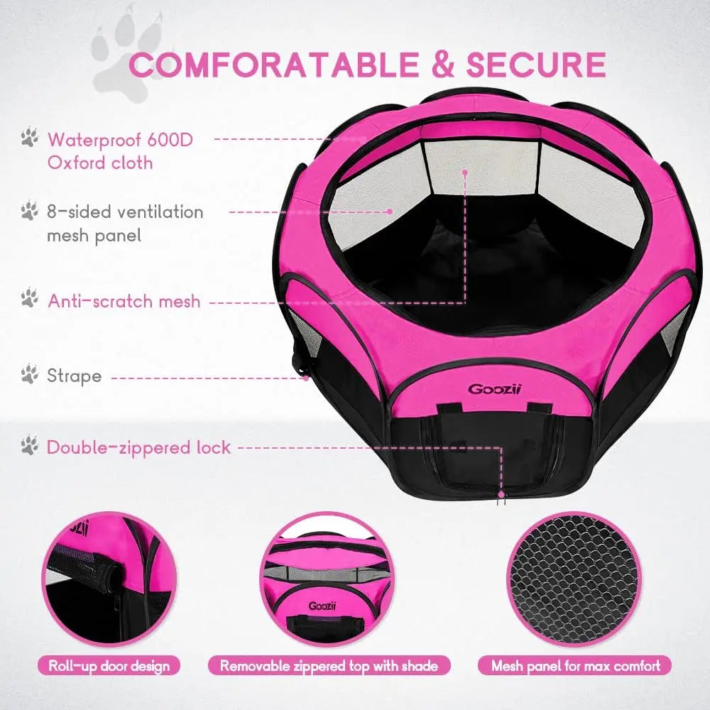 Foldable Pet Playpen Tent With Cover For Cats And Dogs