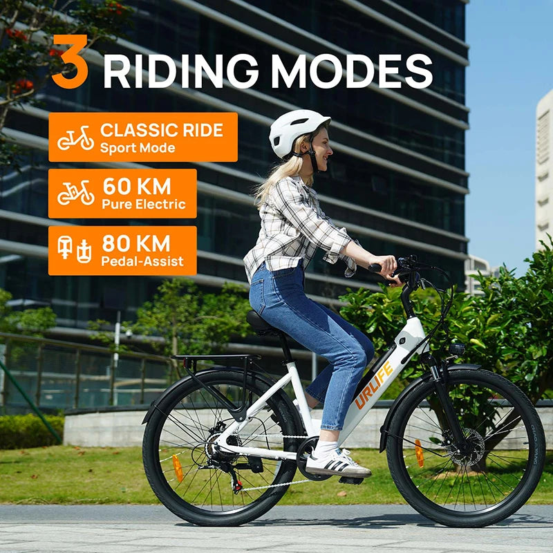 URLIFE E26 Electric Bike 250W With Removable 36V13Ah Battery Dual Disc Brakes