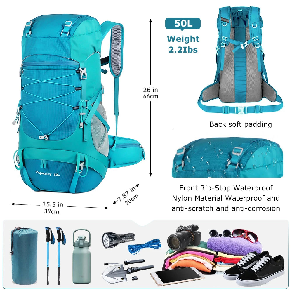WEST TUNE Hiking Backpack With Rain Cover For Outdoor Travel