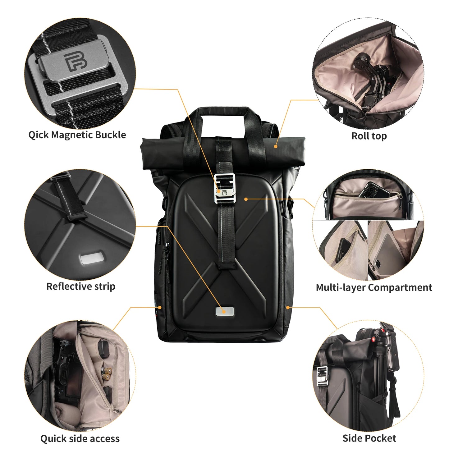 Besnfoto Waterproof Hard Shell Photography Backpack For Drones And DSLR
