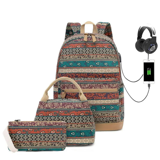 Waterproof Laptop Backpack With USB Charging Port And Headphone Interface
