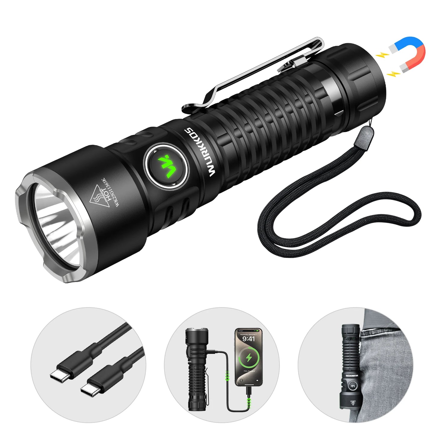 Wurkkos TS28 EDC Flashlight 3200 Lm 21700 Battery Rechargeable