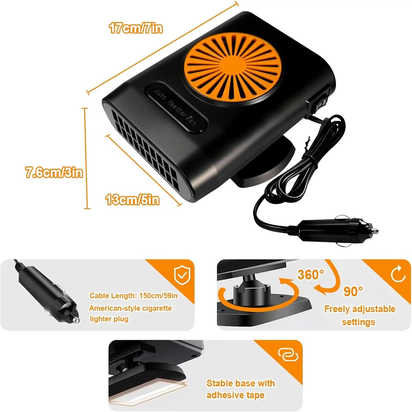 XMSJ Car Heater 200W Rapid Heating 2 In 1 Portable
