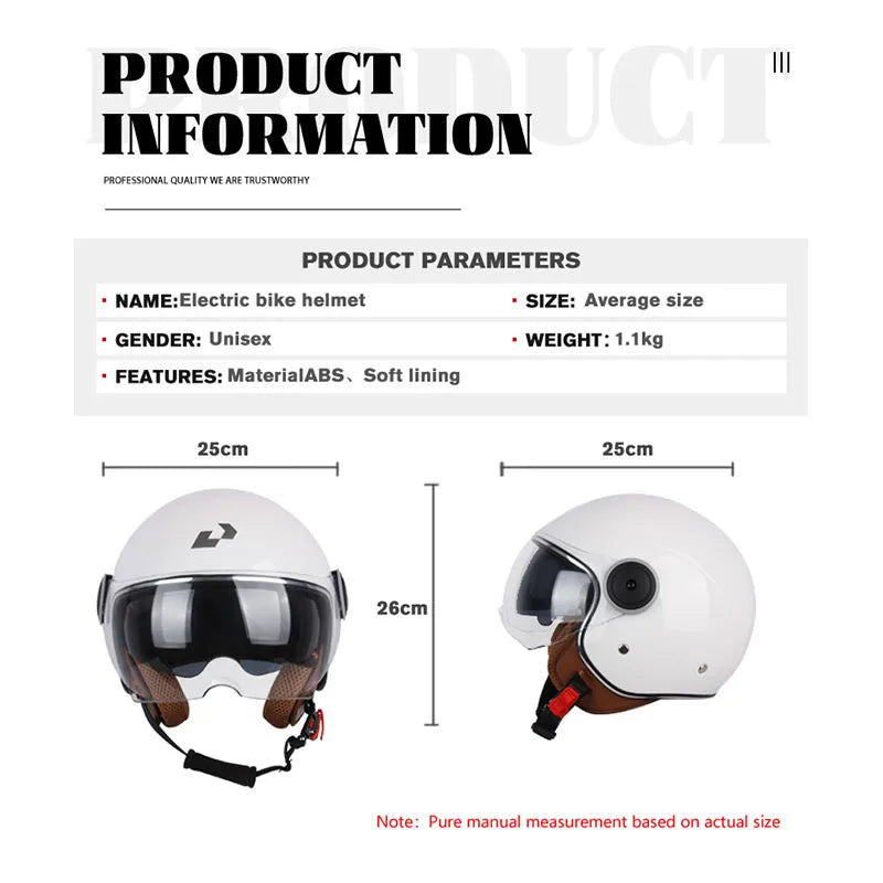 UCHOOSE Unisex Motorcycle Half Helmet With Dual Lens Visor