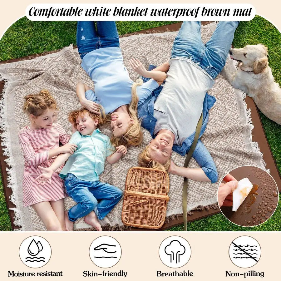 Waterproof Picnic Blanket Outdoor Foldable Two In One Beach Mat Carry Strap